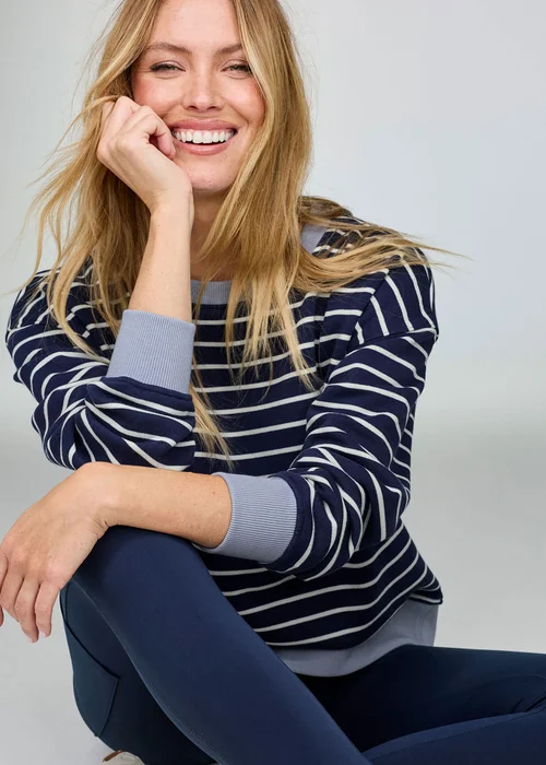 CT Active Dark Sky Oversized Long Sleeve Stripe Crew Neck Sweater - L Image 1