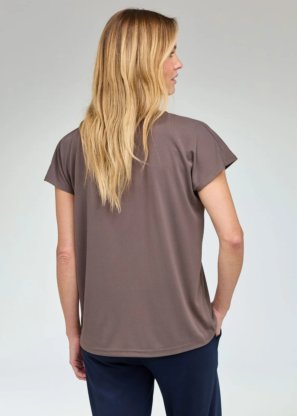 CT Active Dusty Mink Short Sleeve V-Neck Top - 16 Image 3