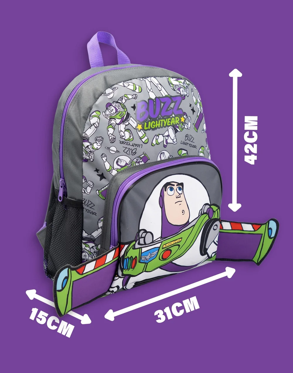 Vanilla Underground Disney Toy Story Boys Grey Buzz Wings Backpack (One Size) - One Size Image 6