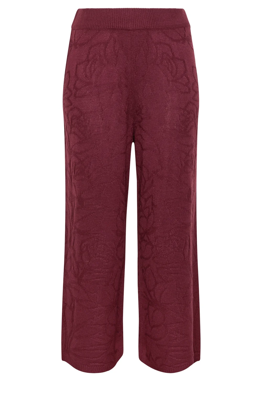Yours Limited Collection Curve Red Rose Jacquard Knitted Trousers - 14-16 Image 5