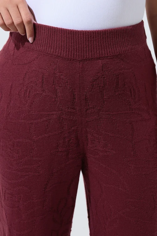 Yours Limited Collection Curve Red Rose Jacquard Knitted Trousers - 14-16 Image 4