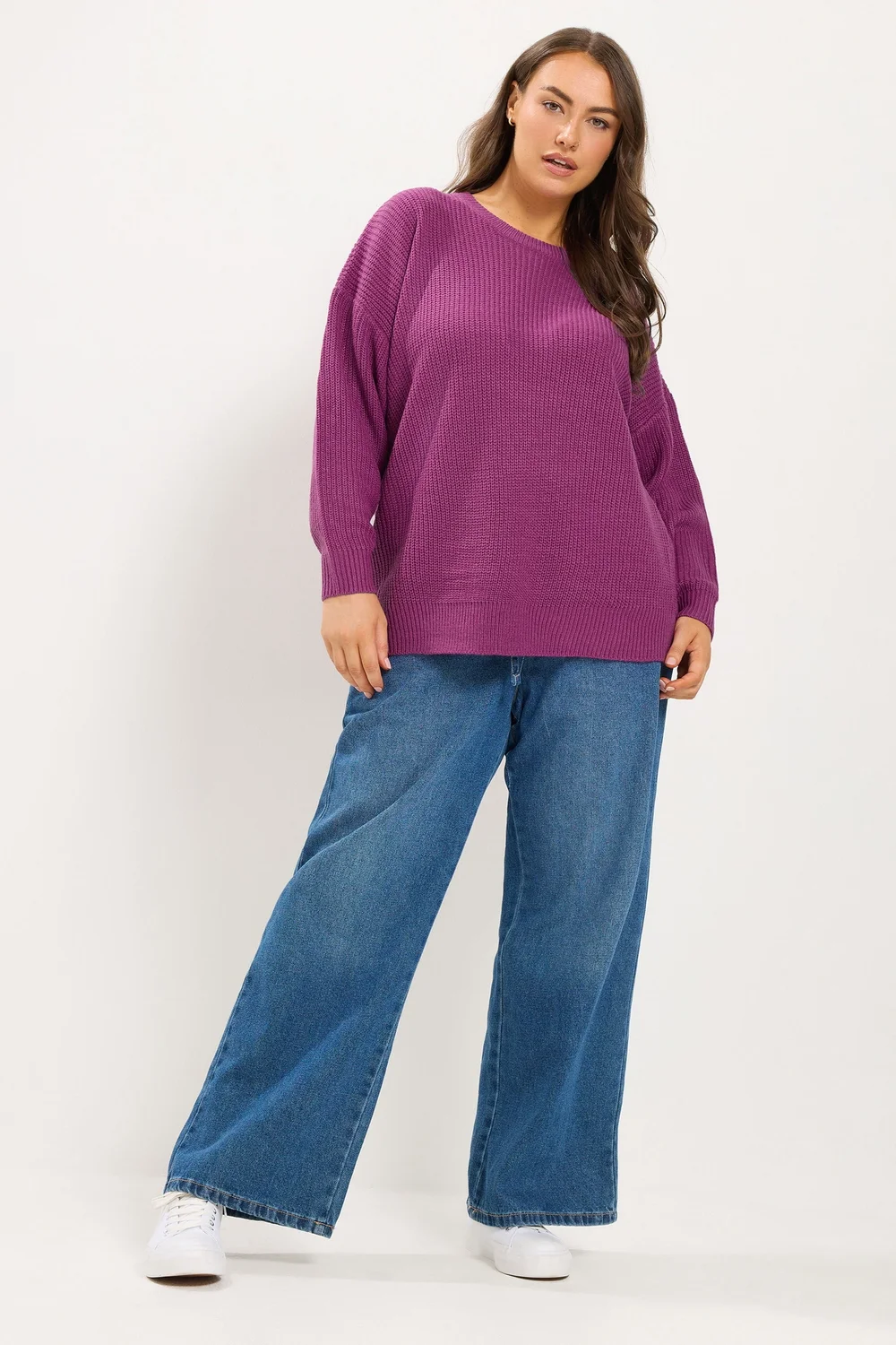 Yours Curve Pink Crew Neck Knitted Jumper - 26-28 Image 2