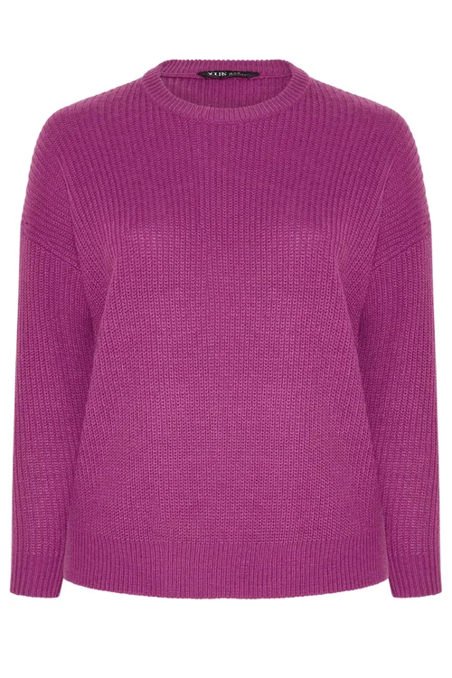 Yours Curve Pink Crew Neck Knitted Jumper - 26-28 Image 5
