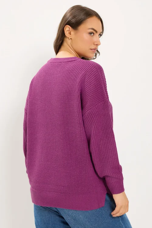 Yours Curve Pink Crew Neck Knitted Jumper - 26-28 Image 3