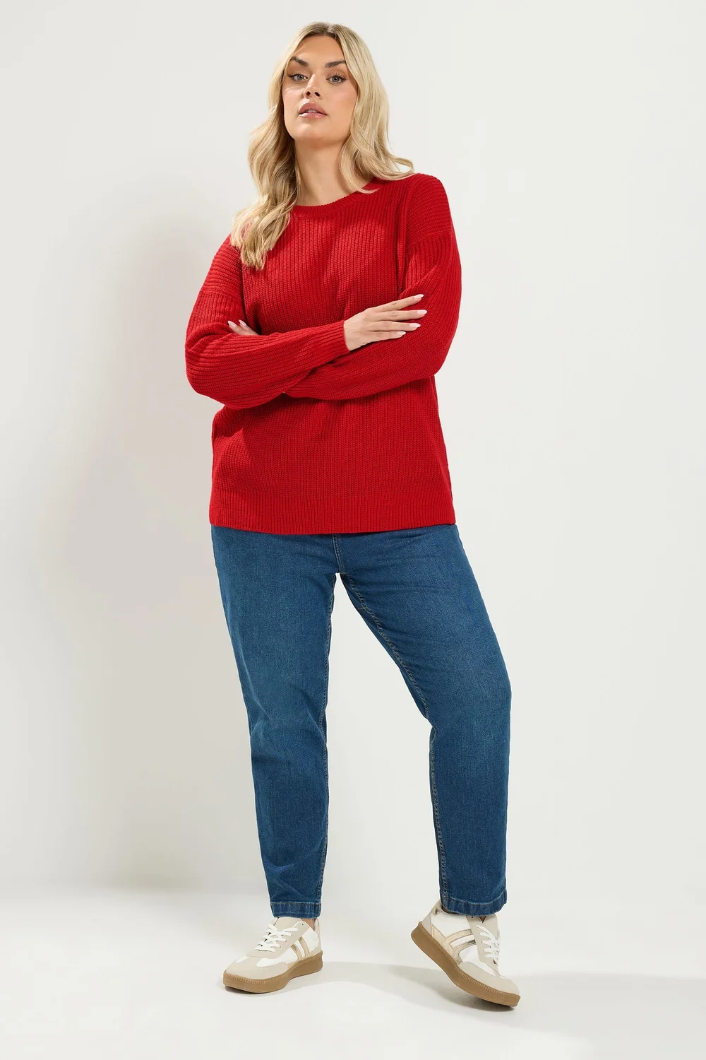 Yours Curve Red Crew Neck Knitted Jumper - 14-16 Image 3