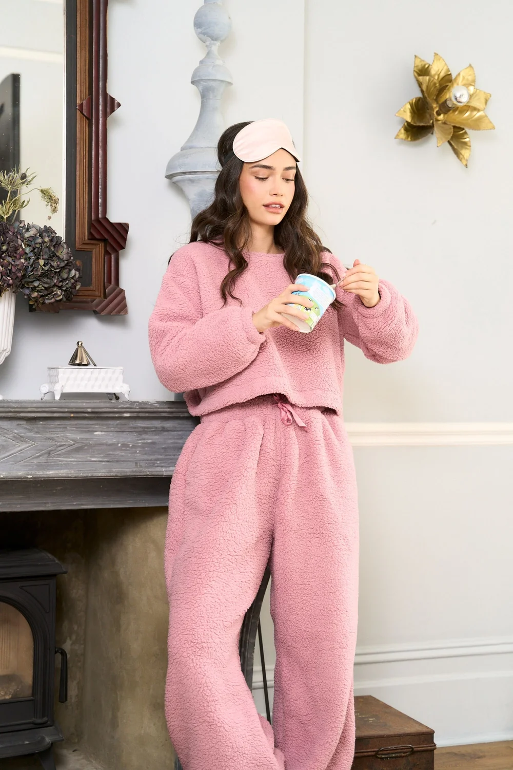 JimJam Pink Borg Lounge Set - L/XL Image 1