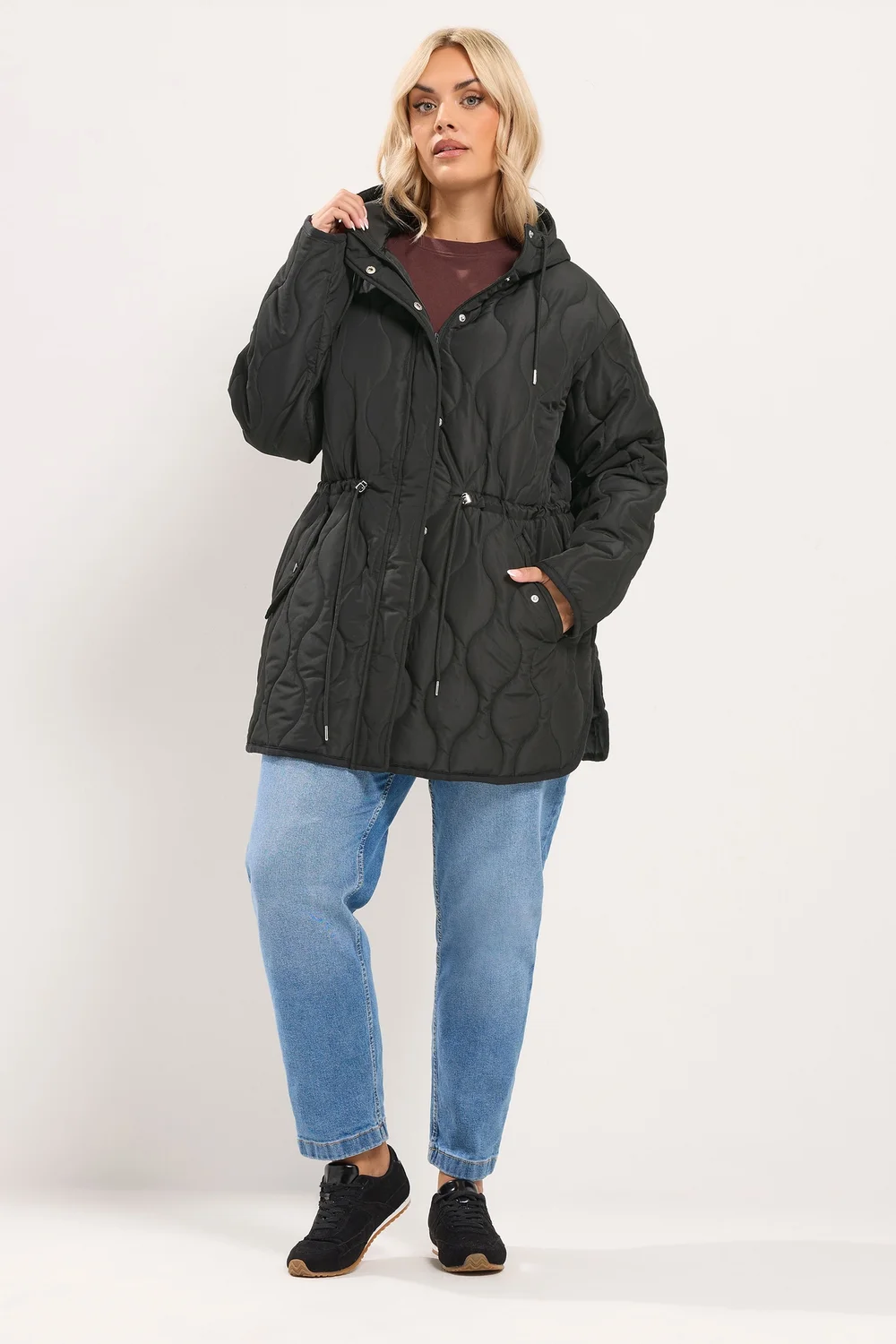 Yours Curve Black Lightweight Padded Jacket - 18 Image 2
