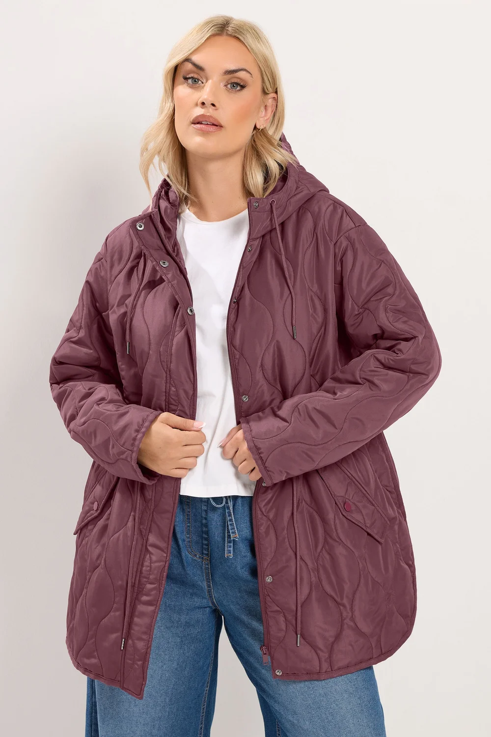 Yours Curve Purple Lightweight Padded Jacket - 26-28 Image 1