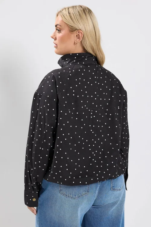 Yours Curve Black Polka Dot Bomber Jacket - 30-32 Image 4