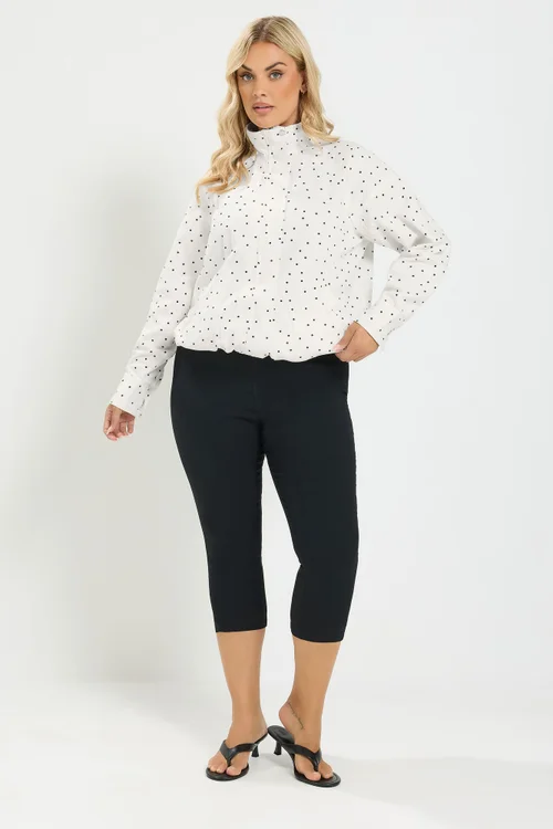 Yours Curve White Polka Dot Funnel Neck Bomber Jacket - 22-24 Image 2