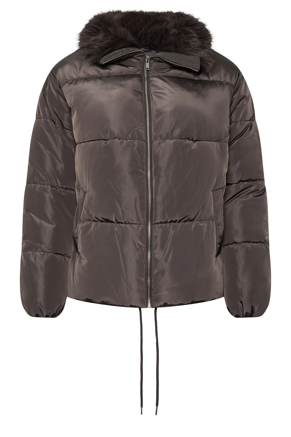 Yours Curve Chocolate Brown Funnel Neck Padded Coat - 14 Image 5