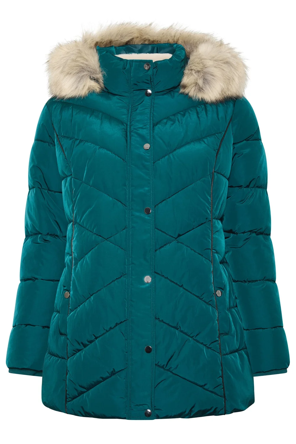 Yours Curve Teal Green Short Padded Coat - 22-24 Image 5