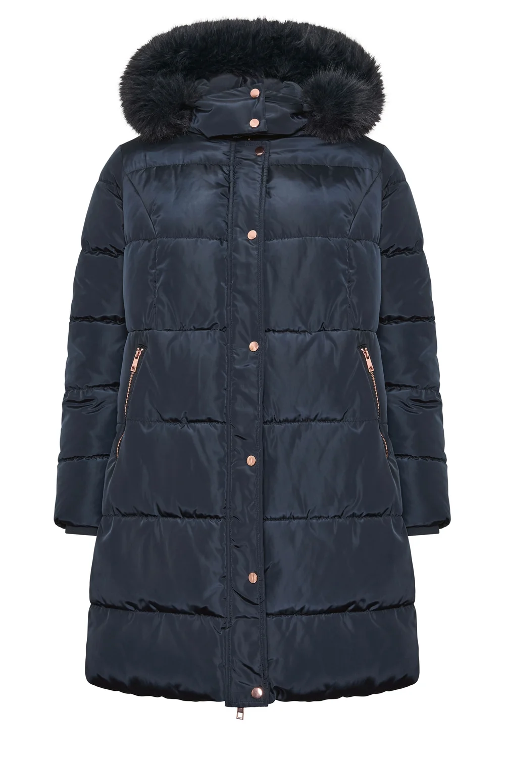 Yours Curve Blue Midi Puffer Coat - 34-36 Image 5