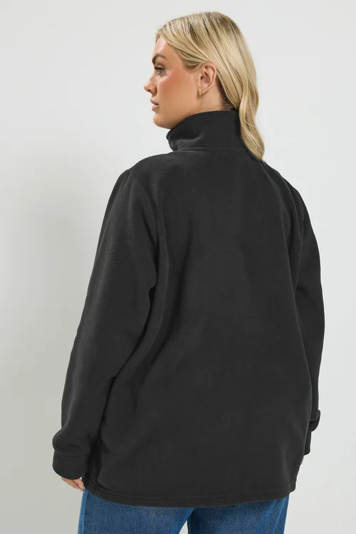 Yours Curve Black 'Colorado' Quarter Zip Fleece - 16 Image 4
