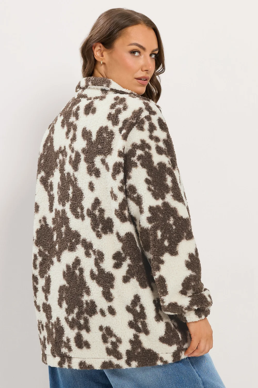 Yours Curve White Dalmatian Print Zip Through Fleece - 26-28 Image 3