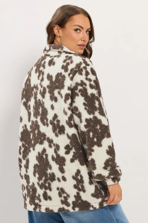 Yours Curve White Dalmatian Print Zip Through Fleece - 26-28 Image 3