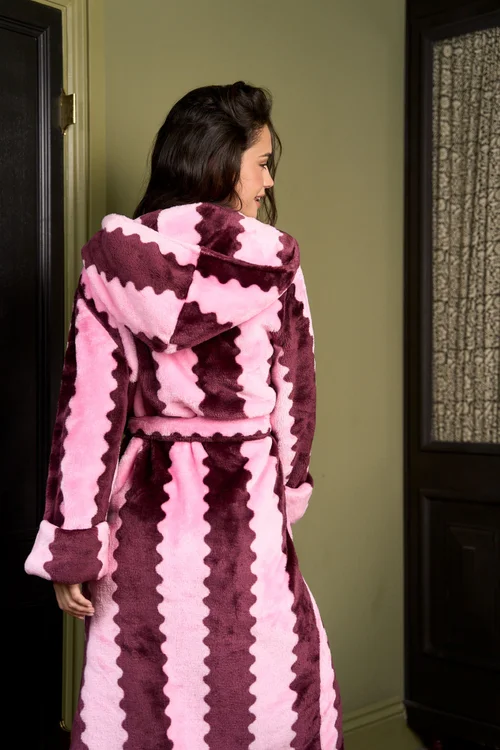 JimJam Burgundy Stripe Dressing Gown - L/XL Image 4