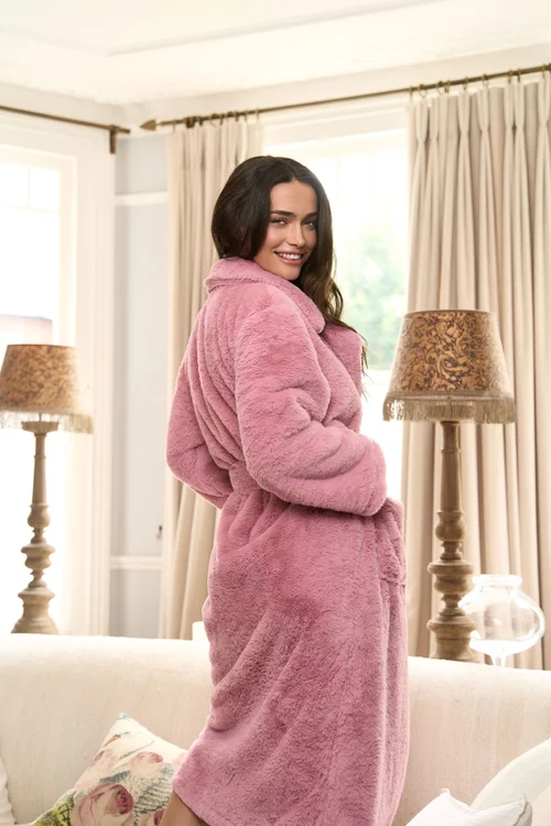 JimJam Longline Fur Lilac Dressing Gown - L/XL Image 4