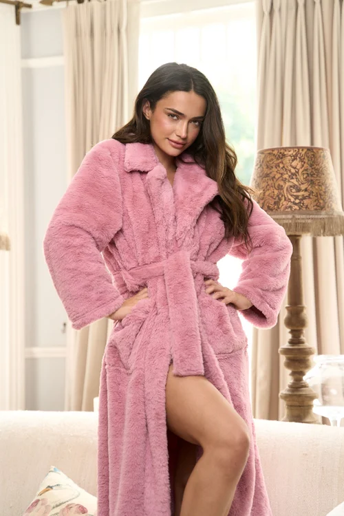 JimJam Longline Fur Lilac Dressing Gown - L/XL Image 3