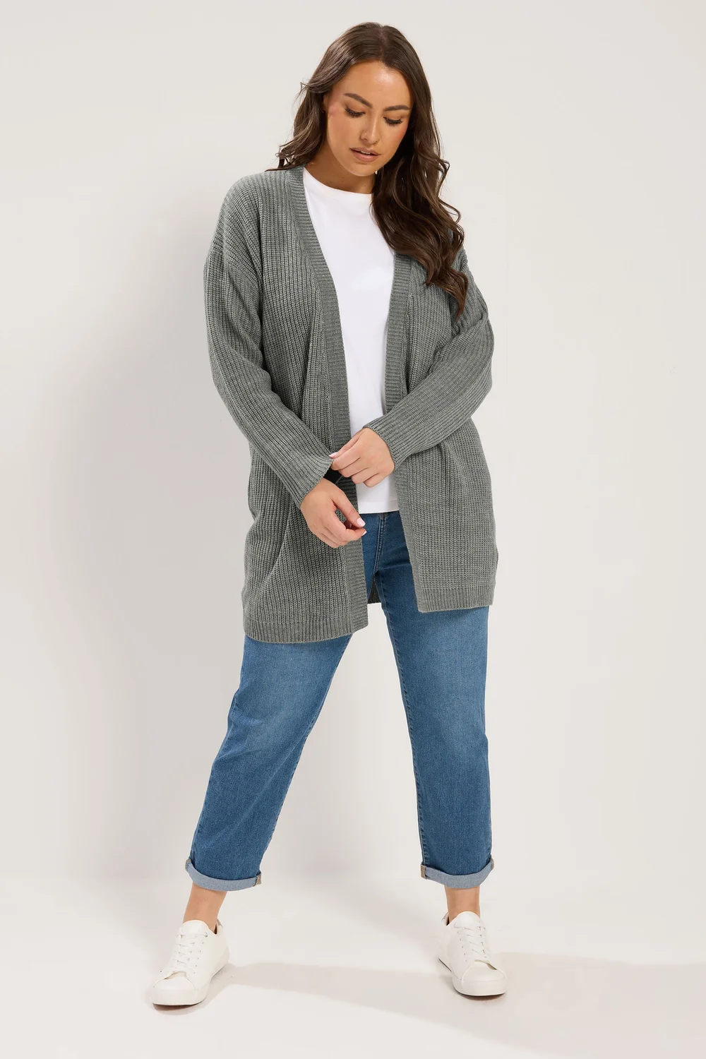 Yours Curve Grey Knitted Cardigan - 18-20 Image 2