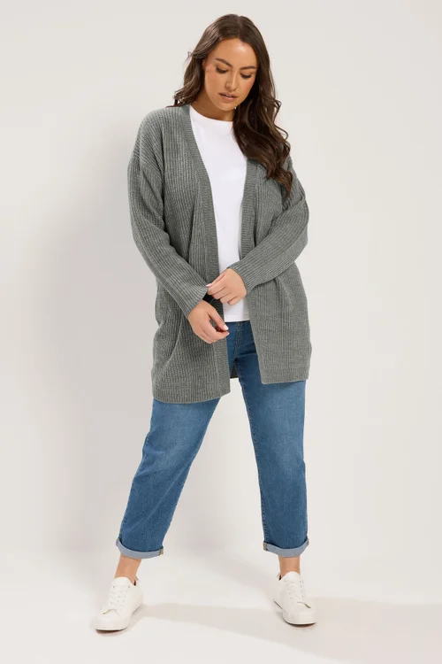 Yours Curve Grey Knitted Cardigan - 18-20 Image 2