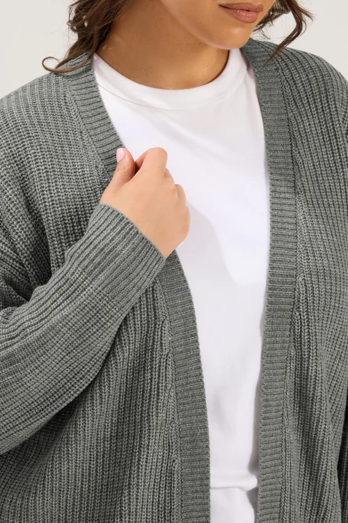 Yours Curve Grey Knitted Cardigan - 18-20 Image 4