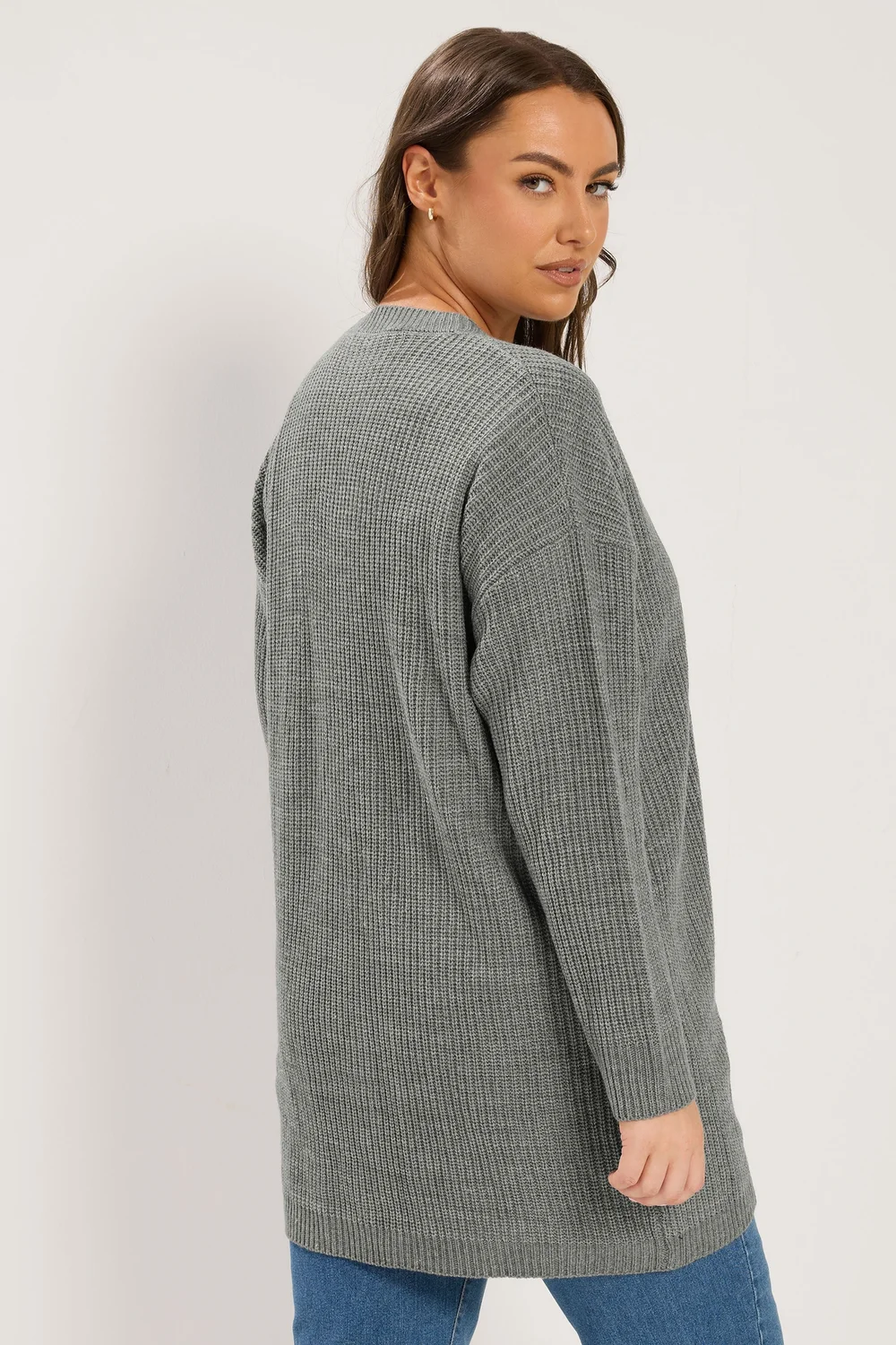 Yours Curve Grey Knitted Cardigan - 18-20 Image 3