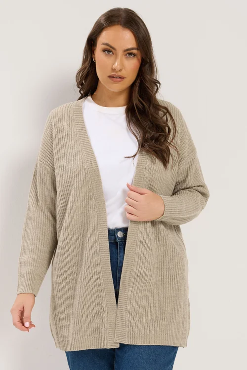 Yours Curve Natural Brown Essential Cardigan - 26-28 Image 1
