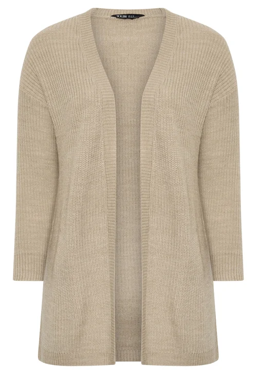 Yours Curve Natural Brown Essential Cardigan - 26-28 Image 5