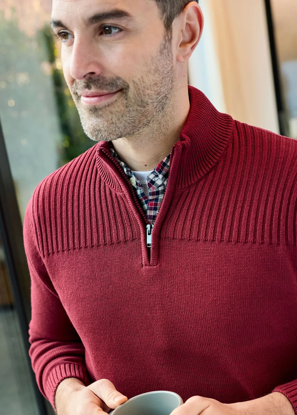 Cotton Traders Ruby Half Zip Mock Shirt Jumper - M Image 4