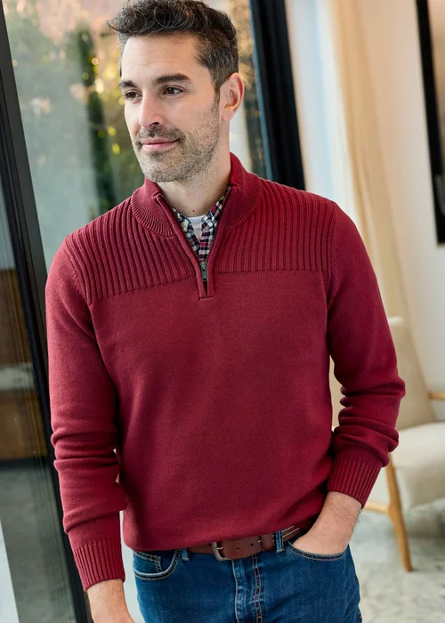 Cotton Traders Ruby Half Zip Mock Shirt Jumper - M Image 1