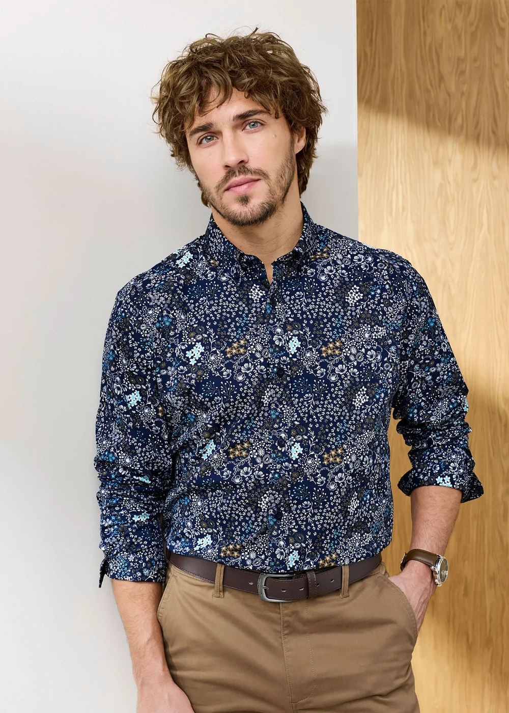 Cotton Traders Night Sky Signature Long Sleeve Stretch Poplin Print Shirt - 2XL Image 2