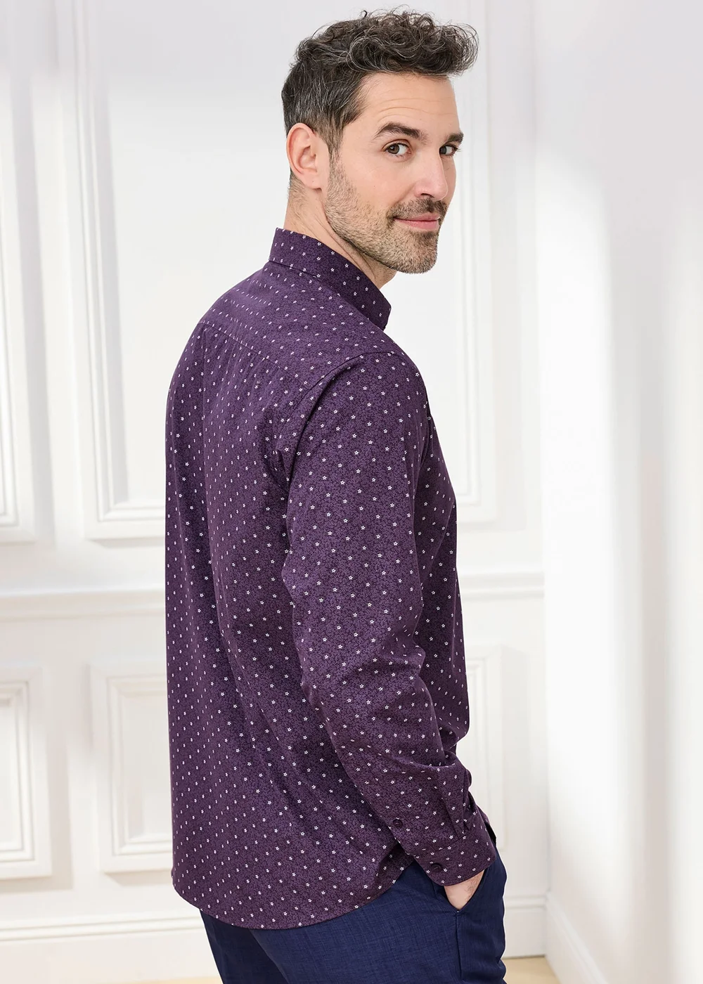 Cotton Traders Blackcurrant Long Sleeve Easy-care Shirt - 5XL Image 3