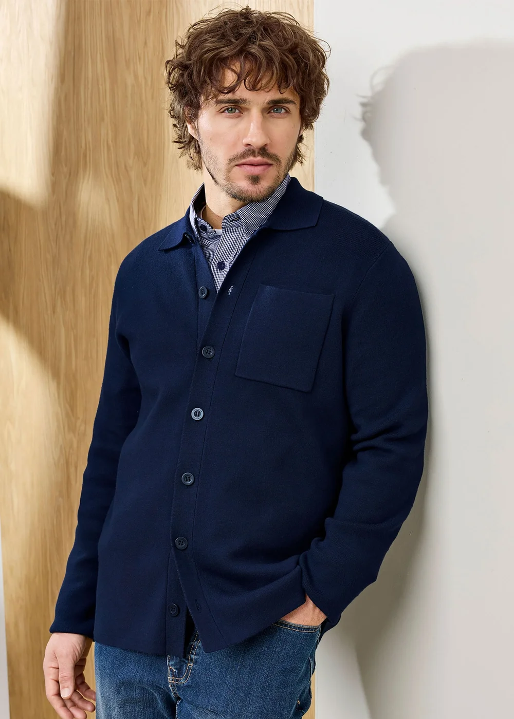 Cotton Traders Navy Signature Milano Knitted Overshirt - L Image 2