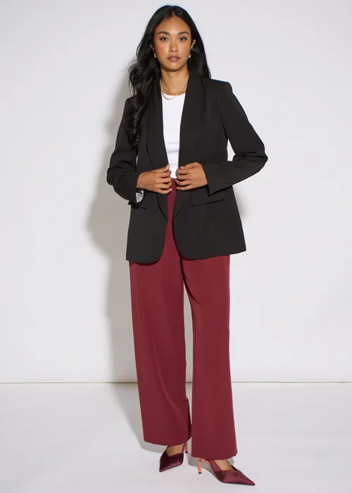 Gini London Black Contrast Sleeve Edge To Edge Blazer - 12 Image 1