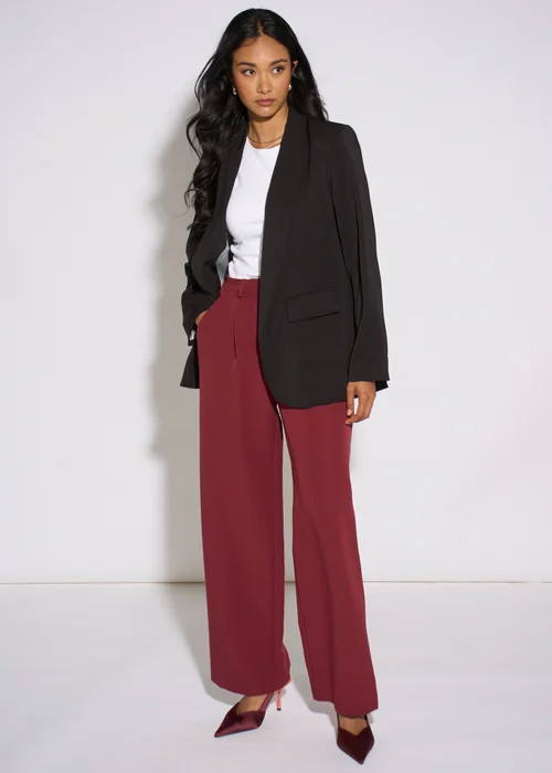 Gini London Black Contrast Sleeve Edge To Edge Blazer - 12 Image 4