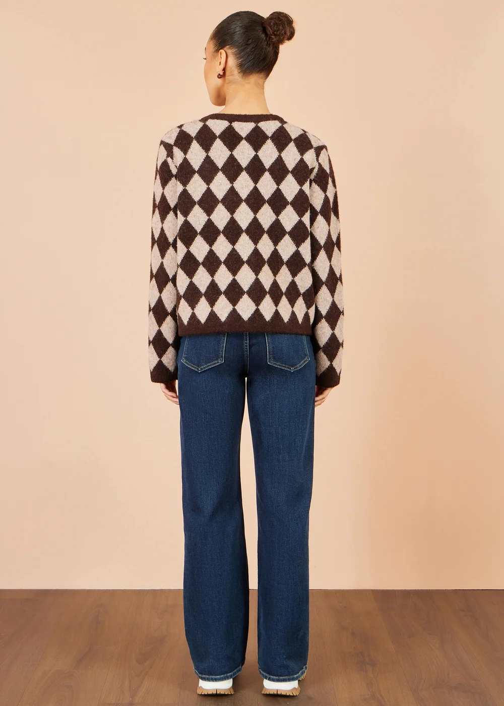 Yumi Brown Argyll Knit Cardigan - S/M Image 3