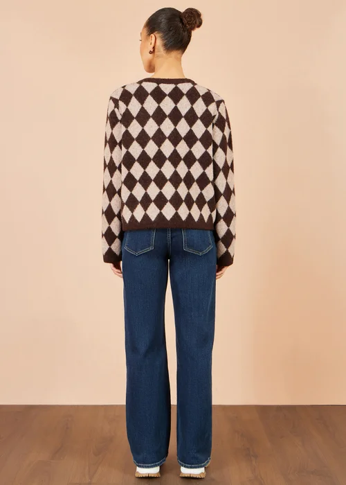 Yumi Brown Argyll Knit Cardigan - S/M Image 3
