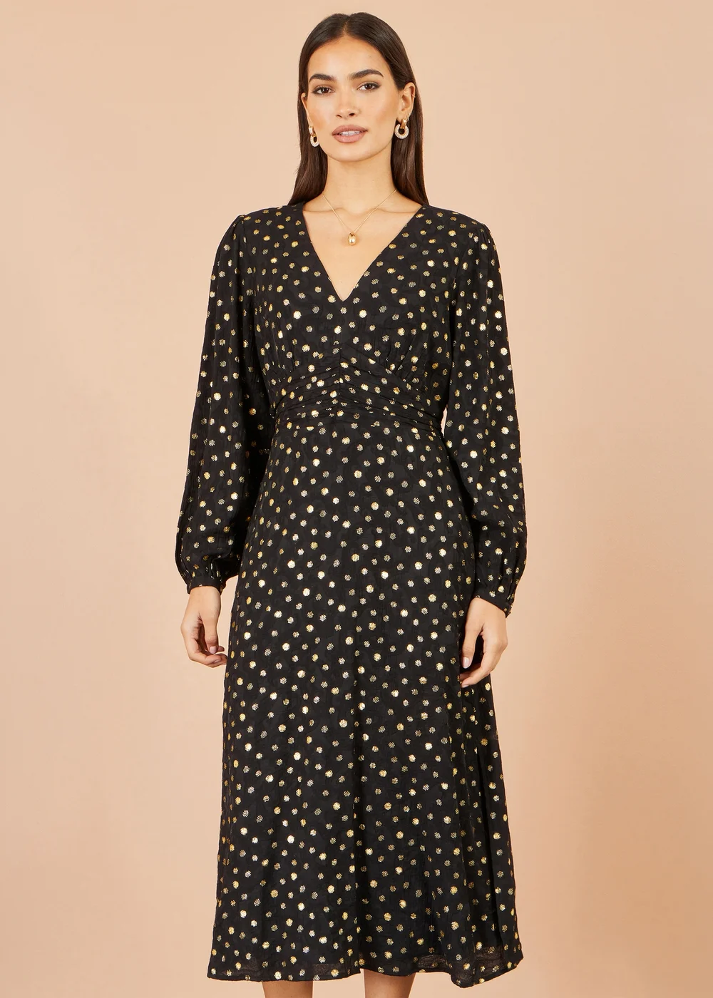 Yumi Black Foil Print Midi Dress - 18 Image 1