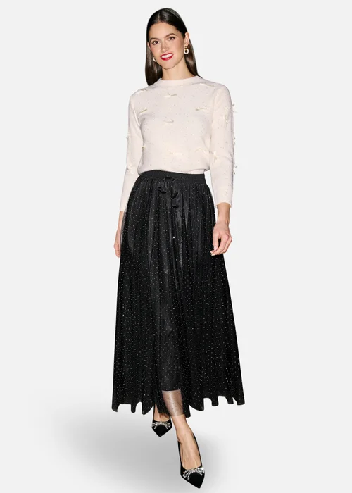 Yumi Black Diamonte Tulle Midi Skirt - 14 Image 2