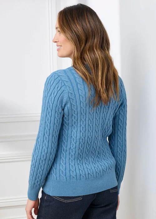 Cotton Traders Cornflower Blue Cutest Cable Jumper - 8 Image 3