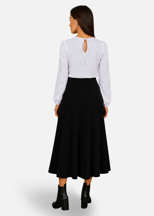 Yumi Black Knitted Midi Skirt With Pockets - M Image 2