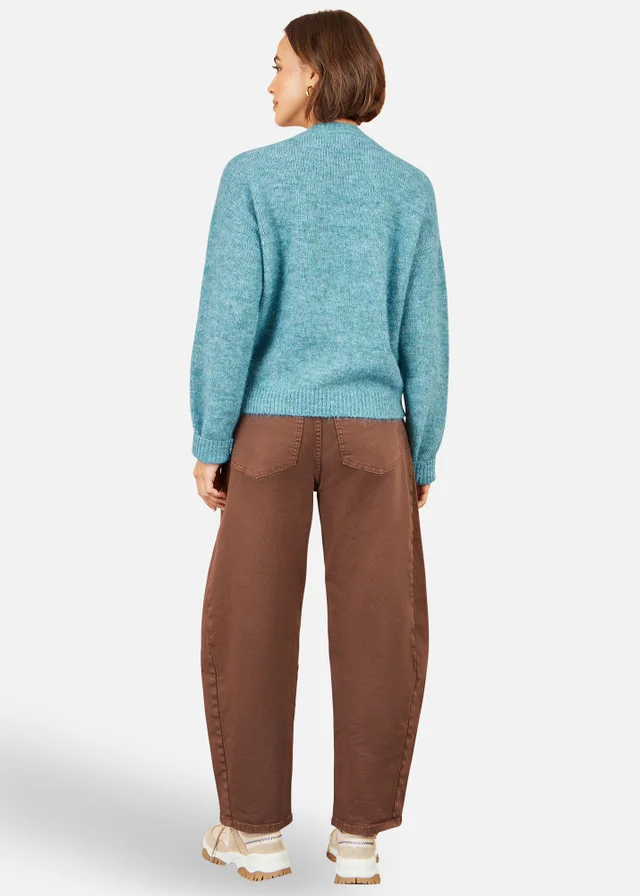 Yumi Blue Patch Floral Embroidered Relaxed Jumper