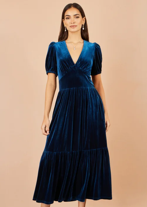 Yumi Teal Velvet Midi Dress - 18 Image 1