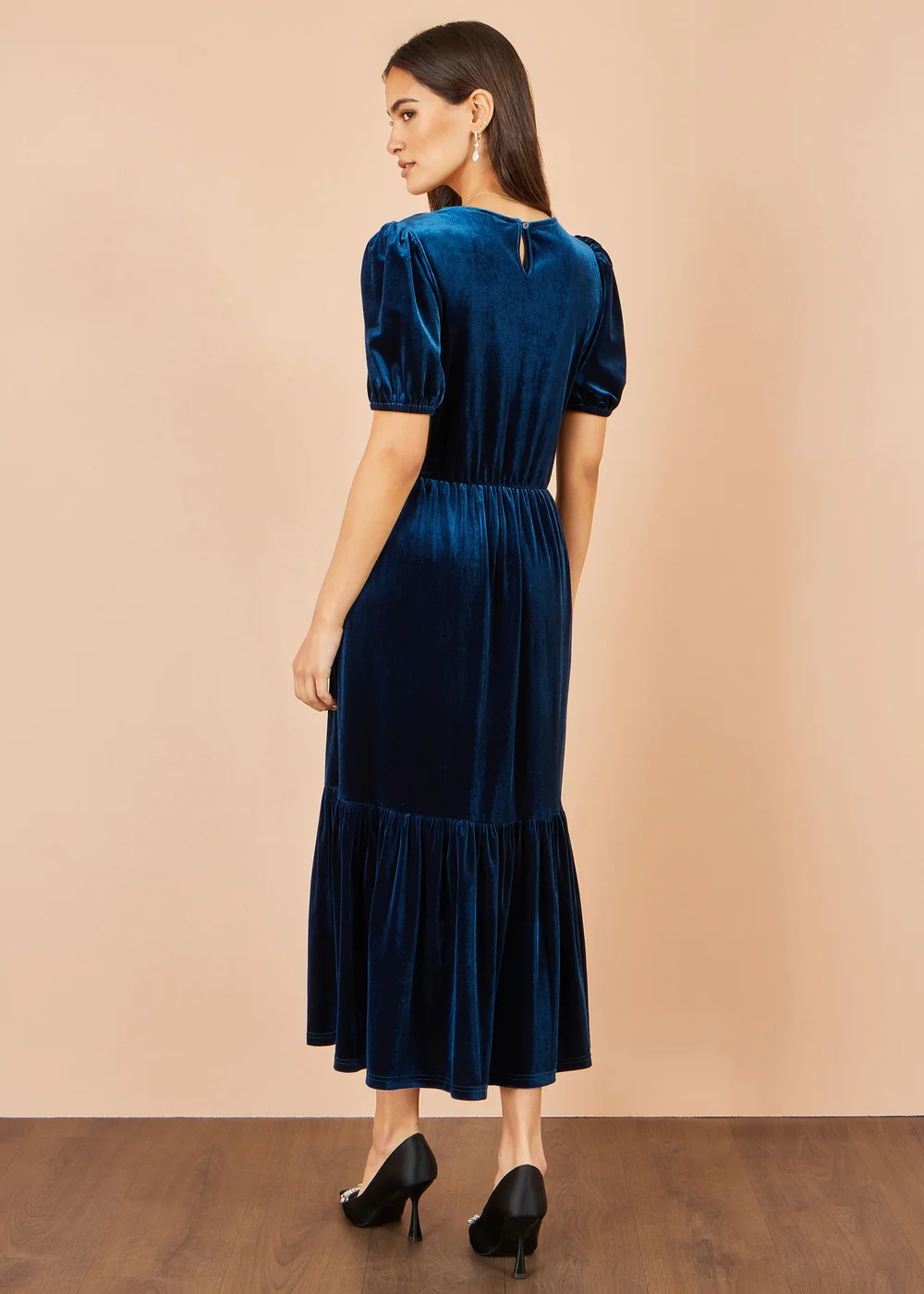 Yumi Teal Velvet Midi Dress - 18 Image 4