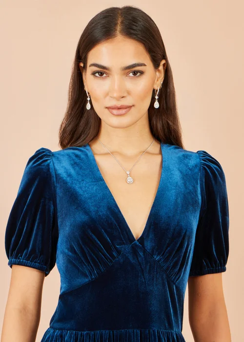 Yumi Teal Velvet Midi Dress - 18 Image 5