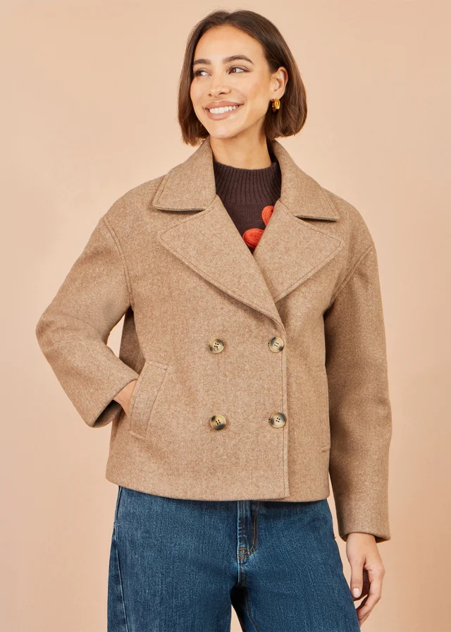 Yumi Beige Boxy Cropped Jacket