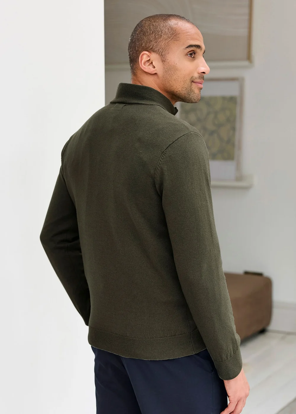 Cotton Traders Dark Forest Luxury Merino Half Zip Jumper - M Image 3