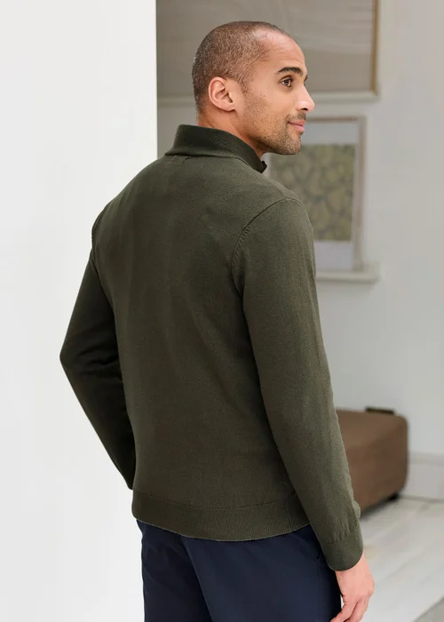 Cotton Traders Dark Forest Luxury Merino Half Zip Jumper - M Image 3