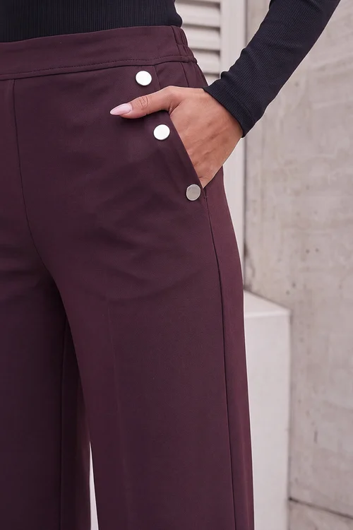Roman Plum Button Pocket Full Length Trousers - 14 Image 4